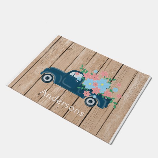 Flowers In A Pickup Truck Personalized Doormat Deurmat (Schuin)