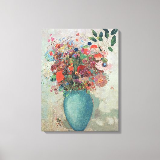 Flowers in a Turquoise Vase, c.1912 Canvas Afdruk (Voorkant)