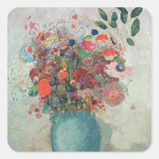 Flowers in a Turquoise Vase, c.1912 Vierkante Sticker (Voorkant)