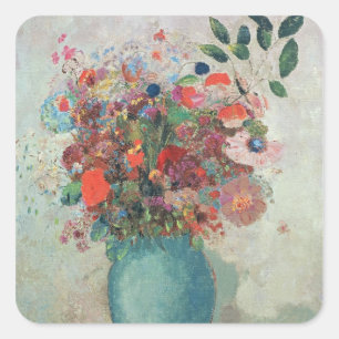 Flowers in a Turquoise Vase, c.1912 Vierkante Sticker