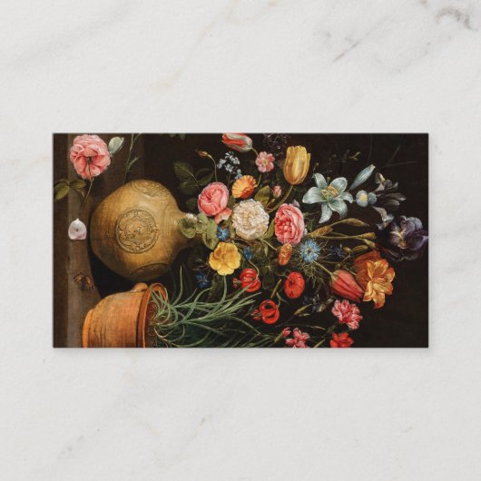 Flowers in an Earthenware Vase by Clara Peeters Visitekaartje (Voorkant)