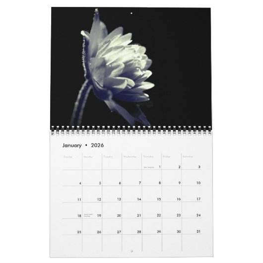 Flowers In Black And White Kalender (Jan 2026)