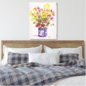 Flowers in Chinese Jar Canvas Afdruk (Insitu (Slaapkamer))