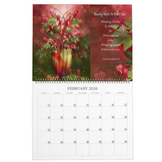 Flowers in Fancy Vases Art Calendar Kalender (Feb 2026)
