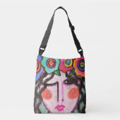 Flowers in Her Hair Abstract Art Crossbody Tas (Voorkant)