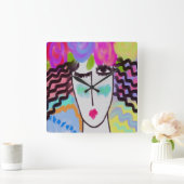 Flowers in Her Hair Abstract Art Square Wall Clock Vierkante Klok (Huis)
