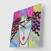 Flowers in Her Hair Abstract Art Square Wall Clock Vierkante Klok (Hoek)
