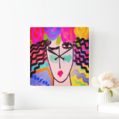 Flowers in Her Hair Abstract Art Vierkante Klok (Huis)