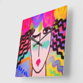 Flowers in Her Hair Abstract Art Vierkante Klok (Hoek)