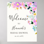 Flowers in pink tones boho Bridal Shower Poster (Voorkant)