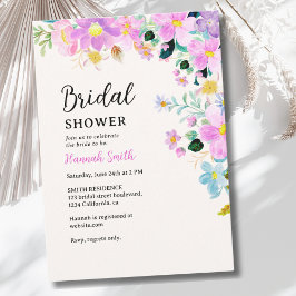 Flowers in pink tones boho summer Bridal Shower Kaart
