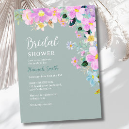 Flowers in pink tones boho summer Bridal Shower Kaart