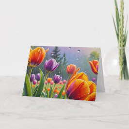 Flowers in rain bedankkaart