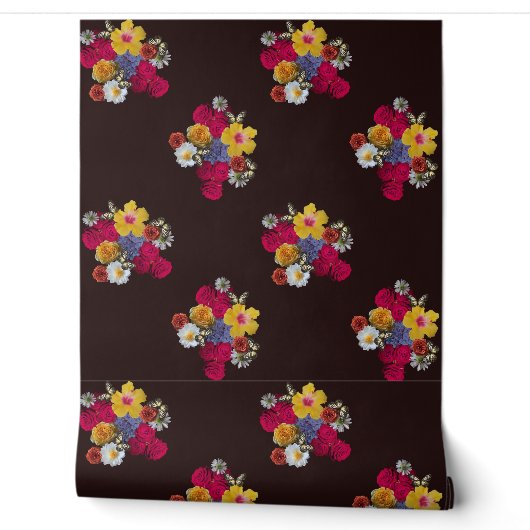 Flowers in the dark mixd media behang (Afrollen)