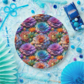 Flowers In Three D Papieren Bordje (Feest)