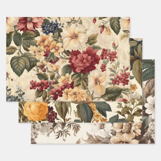  Flowers Ivoor Decoupage Prints Inpakpapier Vel (Set)