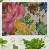 Flowers japandi colors texture theedoek (Gevouwen)