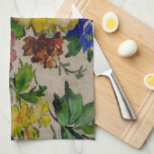 Flowers japandi colors texture theedoek (Quarter Fold)