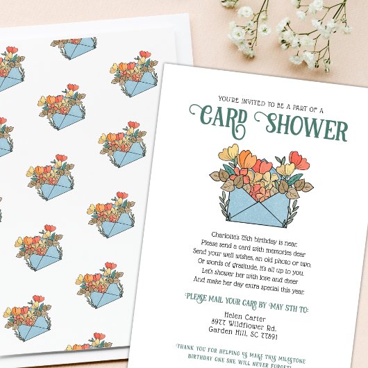  Flowers Kaart Shower per post 75e verjaardag