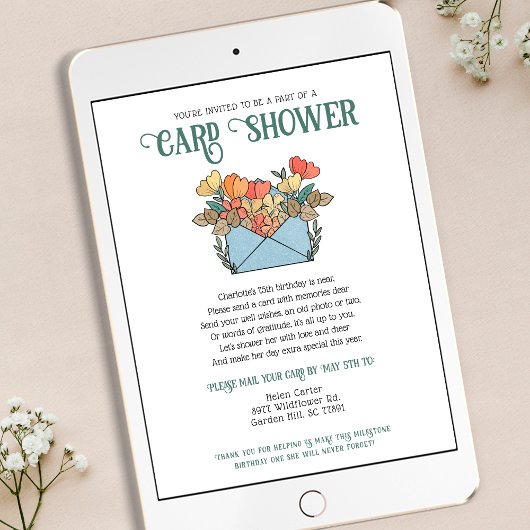 Flowers Kaart Shower per post 75e verjaardag