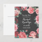 Flowers krijtbord Save the date Aankondigingskaart (Voorkant / Achterkant)