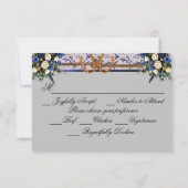 Flowers, Lace & Horseshoes, Blue Ribbon RSVP Kaartje (Achterkant)