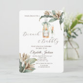 Flowers Leaf Champagne Glass Vrijgezellenfeest Kaart (Staand voorkant)