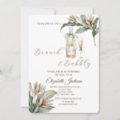 Flowers Leaf Champagne Glass Vrijgezellenfeest Kaart (Voorkant)