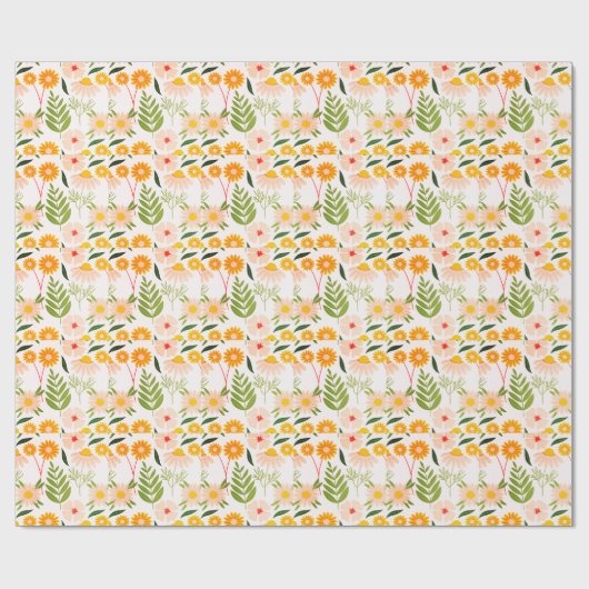 Flowers & Leaves Garden Pattern Cadeaupapier (Vlak)