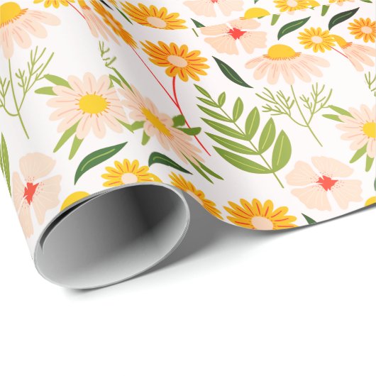 Flowers & Leaves Garden Pattern Cadeaupapier (Rol Hoek)