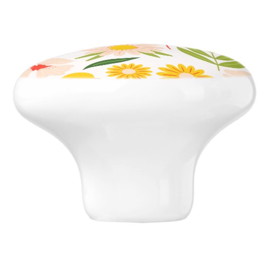 Flowers & Leaves Garden Pattern Keramische Knop (Zijkant)