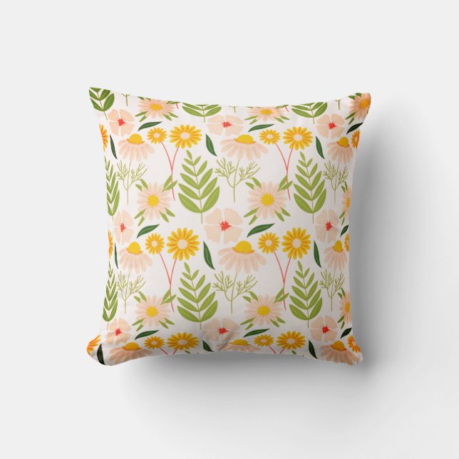 Flowers & Leaves Garden Pattern Kussen (Voorkant)
