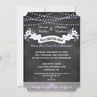 Flowers & Lights Chalkboard Post Wedding Invite Kaart