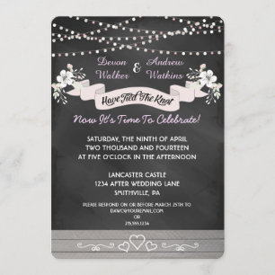 Flowers & Lights Chalkboard Post Wedding Invite Kaart
