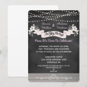 Flowers & Lights Chalkboard Wedding Invite Kaart (Voorkant / Achterkant)