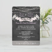 Flowers & Lights Chalkboard Wedding Invite Kaart (Staand voorkant)