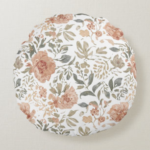 Flowers Line Pattern Rounded Kussensloop Rond Kussen