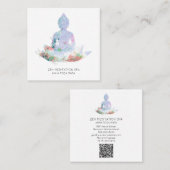 *~* Flowers Lotus Buddha Meditation QR AP33 Vierkante Visitekaartje (Voorkant / Achterkant)