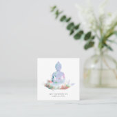 *~* Flowers Lotus Buddha Meditation QR AP33 Vierkante Visitekaartje (Staand voorkant)
