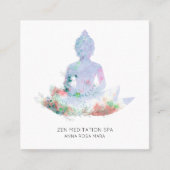 *~* Flowers Lotus Buddha Meditation QR AP33 Vierkante Visitekaartje (Voorkant)