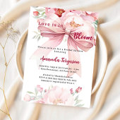 Flowers Love is in bloei roze strik Vrijgezellenfe Kaart