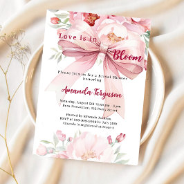 Flowers Love is in bloei roze strik Vrijgezellenfe Kaart