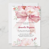 Flowers Love is in bloei roze strik Vrijgezellenfe Kaart (Voorkant)