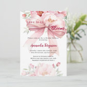Flowers Love is in bloei roze strik Vrijgezellenfe Kaart (Staand voorkant)