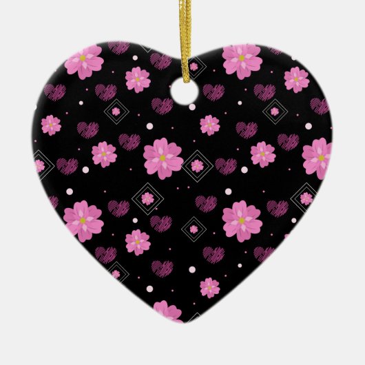 Flowers Love Valentijn Pattern Keramisch Ornament (Voorkant)