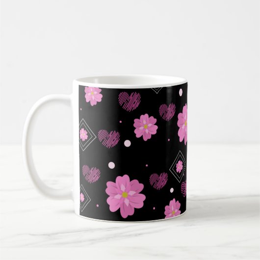 Flowers Love Valentijn Pattern Koffiemok (Links)