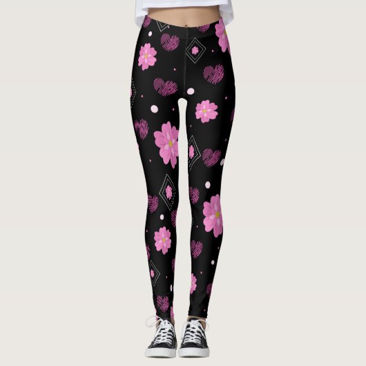 Flowers Love Valentijn Pattern Sierkussen Leggings (Voorkant)