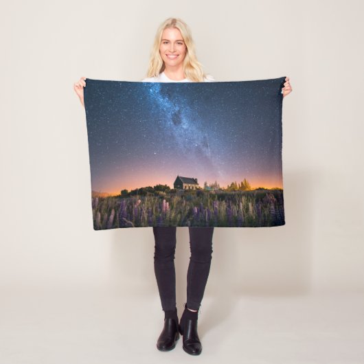 Flowers Lupines Blooming Lake Tekapo New Zealand Fleece Deken (In situ)