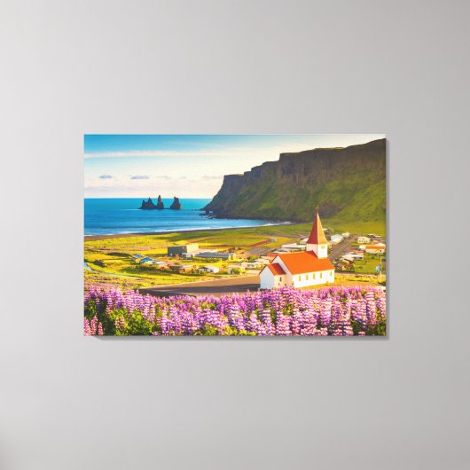 Flowers | Lupines in Bloom Southern Iceland Canvas Afdruk (Voorkant)