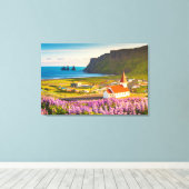 Flowers | Lupines in Bloom Southern Iceland Canvas Afdruk (Insitu (Houten vloer))